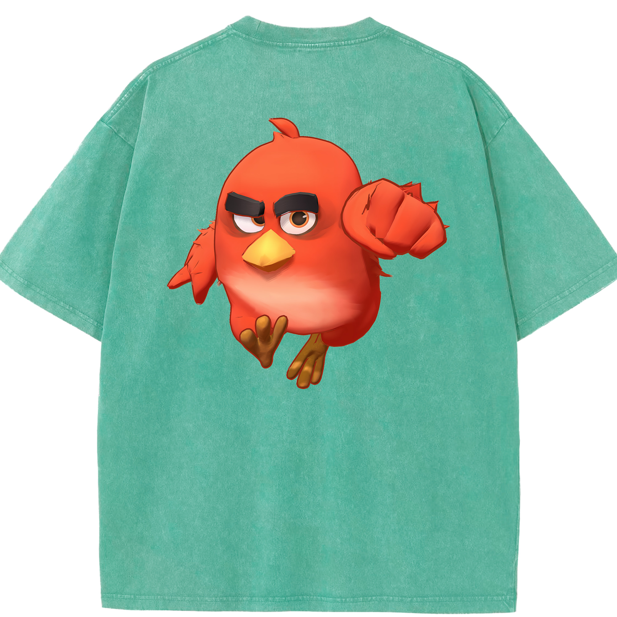 （画像用） Angry Birds アングリーバード 綿100% ヴィンテージ風 半袖Tシャツ（背面プリント）